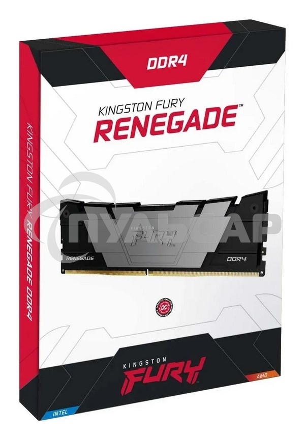 Оперативная память Kingston Fury Renegade, DDR4, 64Gb (2x32Gb), 3600MHz, CL18, DIMM, с радиатором, черный