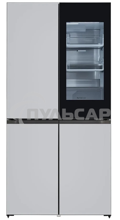 Холодильник LG GR-A24FQAKM серый трехкамерный 382/145л морозилка снизу, No Frost, Side by Side