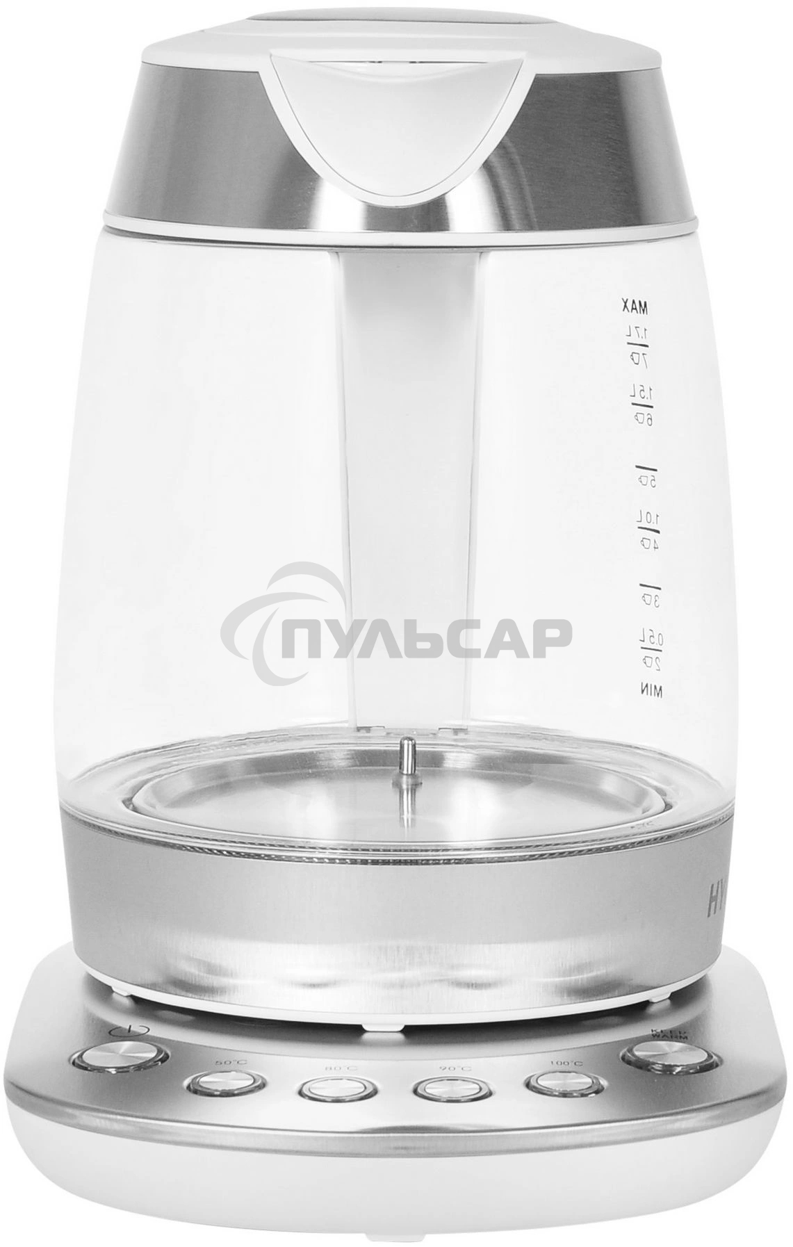 Чайник электрический Hyundai HYK-G4033 1.7л. 2200Вт белый/серебристый (корпус: стекло)