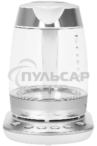 Чайник электрический Hyundai HYK-G4033 1.7л. 2200Вт белый/серебристый (корпус: стекло)