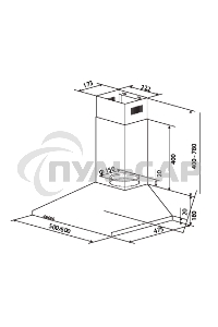Вытяжка каминная HOMSair Delta 50 белый, 50 см, 600 куб. м/ч, 47 дБ