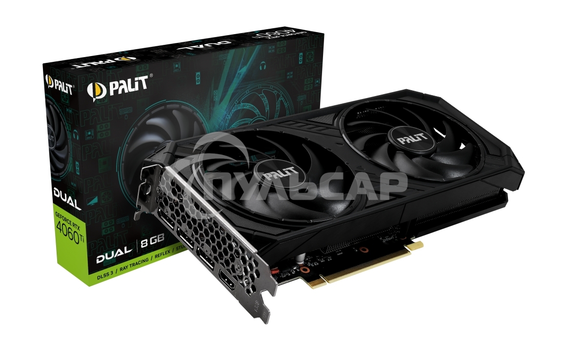 Видеокарта Palit RTX4060TI DUAL NVIDIA GeForce RTX 4060TI 8192Mb PCI-E 4.0 128 GDDR6 2310/9000 HDM Ret
