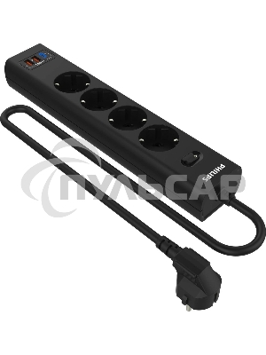 Сетевой фильтр Philips CHP8246BB/51, 3м, 4 розетки, черный