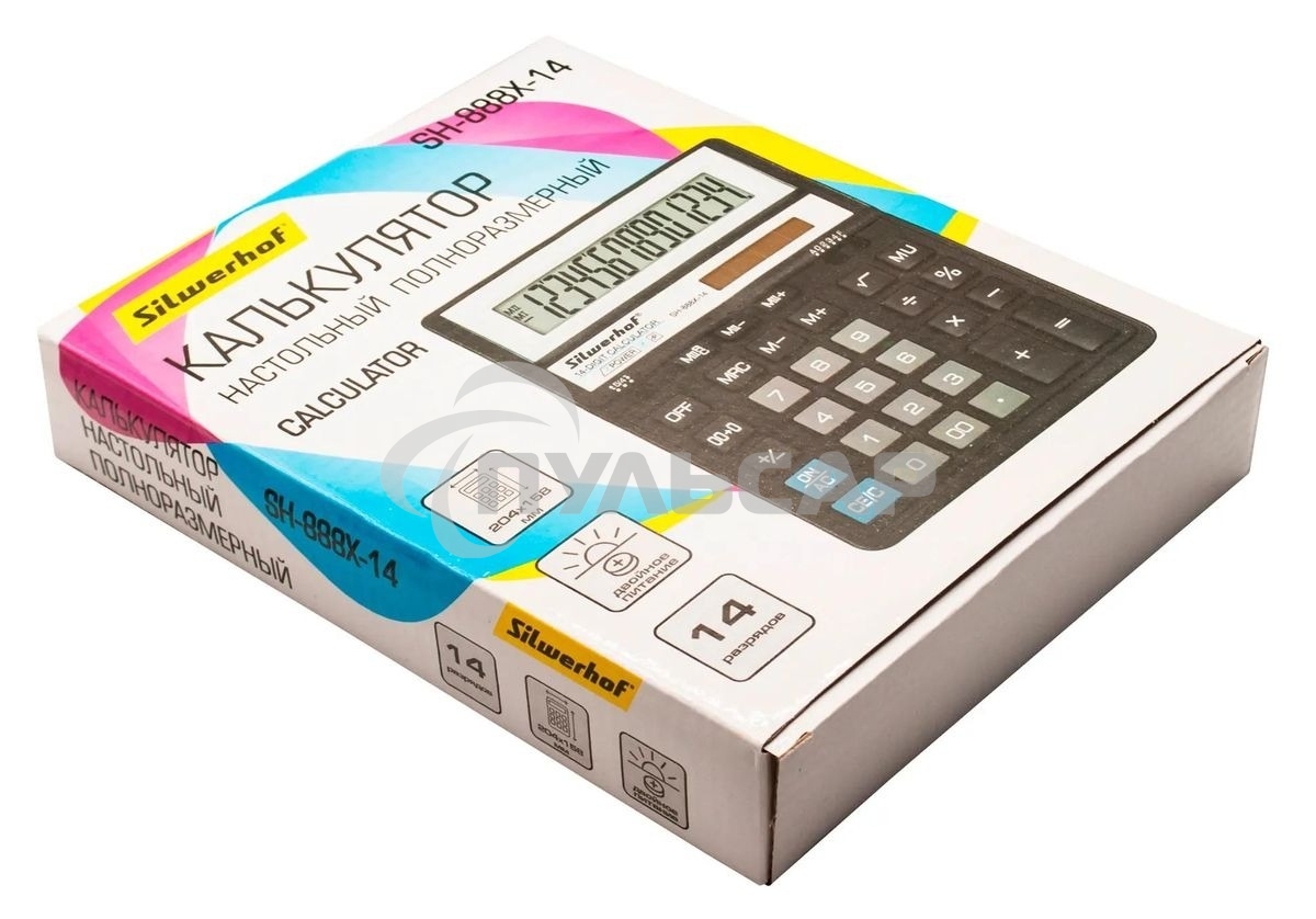 Калькулятор настольный Silwerhof SH-888X-14 черный 14-разр.