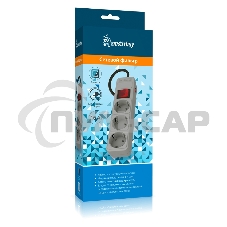 Сетевой фильтр 16А, 3500 Вт, 3 гнезда, без з/ш, с з/к, ПВС 3x1.0, 5 м, серый (SBSP-3-50-G)