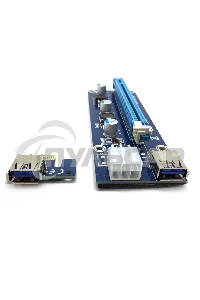Переходник/удлинитель Espada USB Riser card PCI-E x1 Male to PCI-E x16 Female с питанием 6Pin, EpciEkit, в комплекте кабель usb 3.0