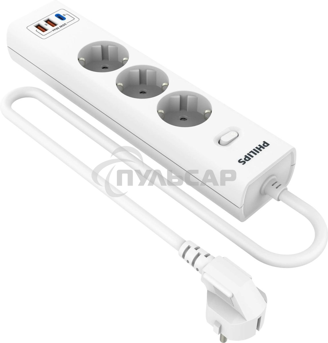 Сетевой фильтр Philips CHP4336WB/51, 3м, 3 розетки, белый