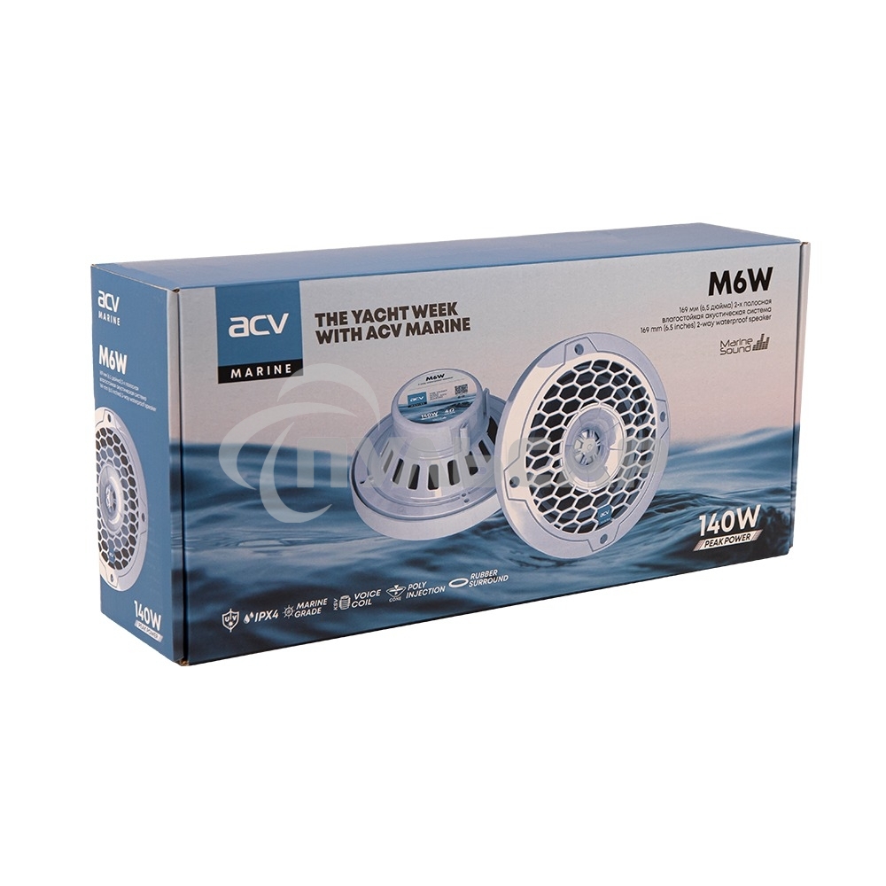 Колонки автомобильные ACV Marine M6 белый 70Вт 87дБ 16.5см (6 1/2дюйм) (ком.:2кол.) коаксиальные двухполосные