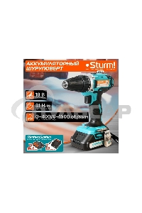 Дрель-шуруповерт Sturm CD3618, Аккумуляторная, 18В, 2 АКБ, Кейс