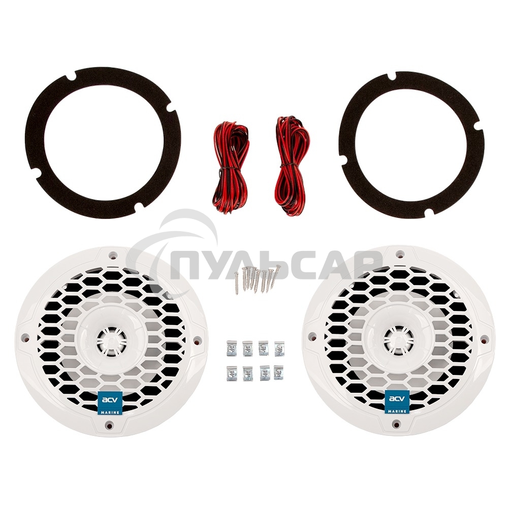 Колонки автомобильные ACV Marine M6 белый 70Вт 87дБ 16.5см (6 1/2дюйм) (ком.:2кол.) коаксиальные двухполосные