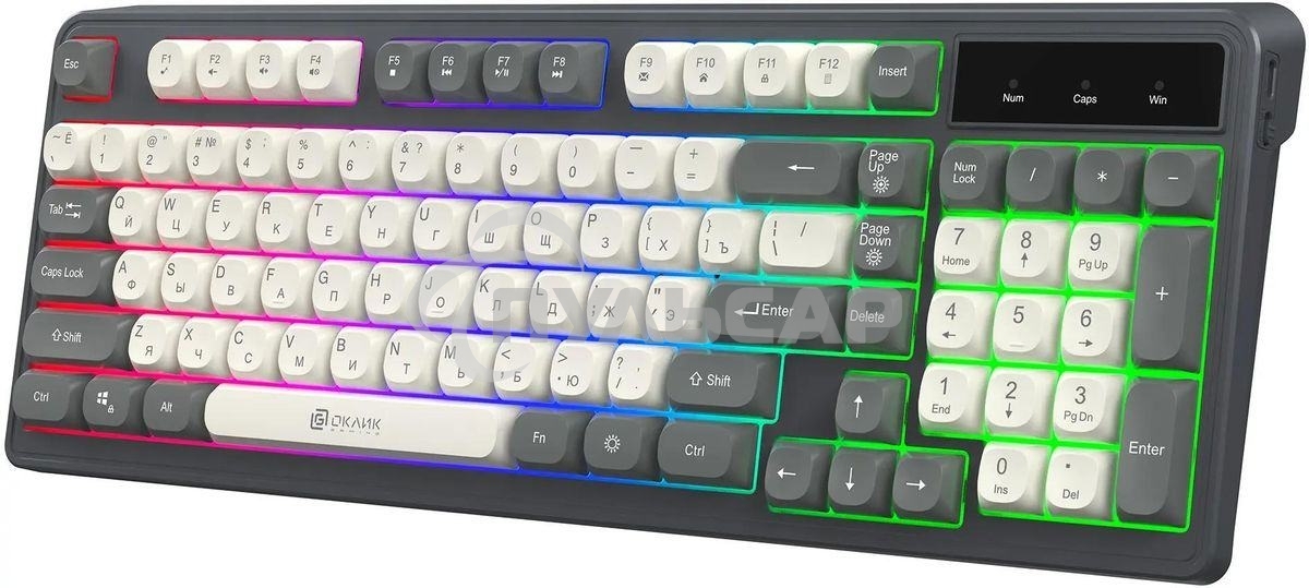 Клавиатура проводная Oklick 731G серый/белый USB for gamer LED