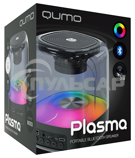 Акустическая система QUMO Plasma ВТ 0082 5 ВТ объемное звучание RGB подсветка