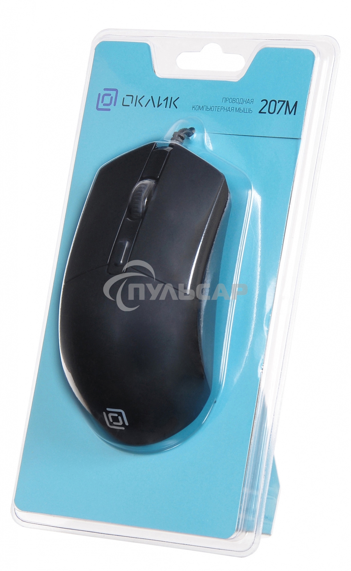 Мышь проводная Oklick 207M черный, 2400 dpi, USB, кнопки - 4