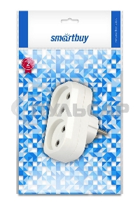 Плоский разветвитель Smartbuy (SBE-10-A02-2) 2 гнезда без заземления плоский 10А 250B