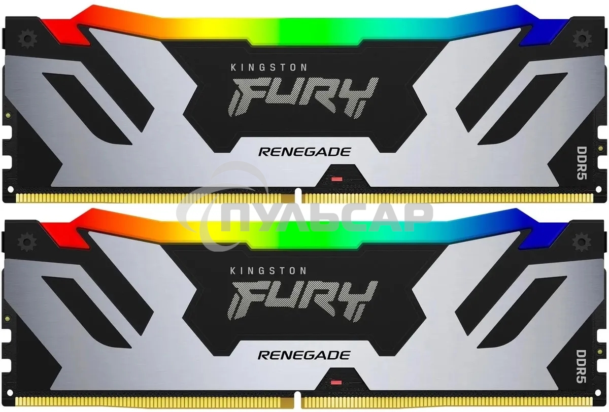 Оперативная память Kingston Fury Renegade, DDR5, 96Gb (2x48Gb), 6000MHz, CL32, DIMM, с радиаторами, cеребристый/черный