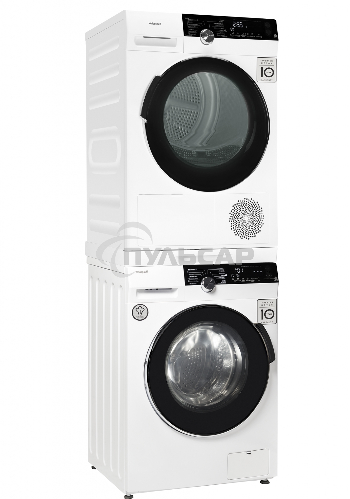 Сушильная машина Weissgauff WD 599 DC Inverter Heat Pump белый, 9 кг, сушка - тепловой насос, программ - 14, 59.5 x 84.5 x 64 см