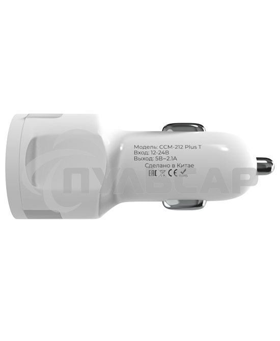 Автомобильное зарядное устройство Maxvi CCM-212 Plus T белый 2.1A