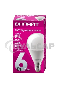 Лампа светодиодная ОНЛАЙТ 71644 OLL-G45-6-230-4K-E14