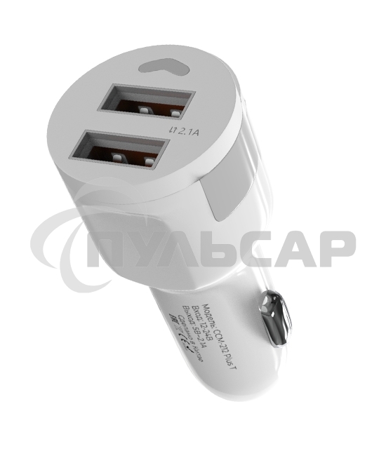 Автомобильное зарядное устройство Maxvi CCM-212 Plus T белый 2.1A