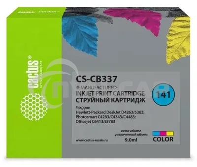 Картридж струйный Cactus CS-CB337 №141 трехцветный (9 мл.) для HP DJ D4263/D4363/D5360/DJ J5783/J6413
