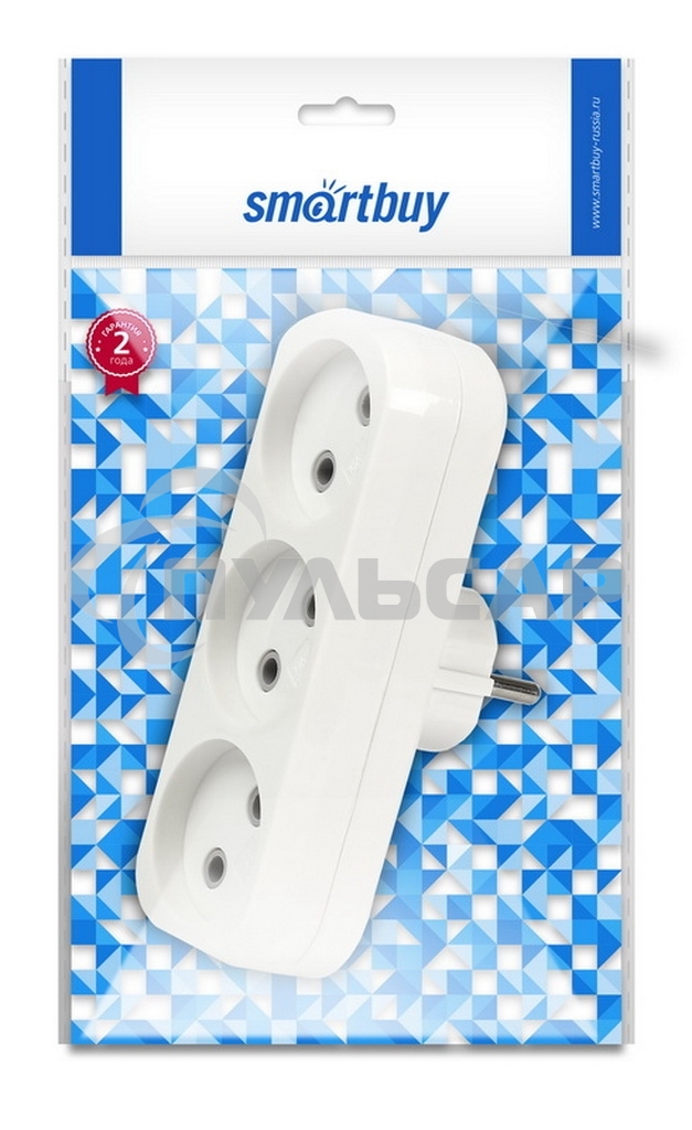 Плоский разветвитель Smartbuy (SBE-10-A02-3) 3 гнезда без заземления плоский 10А 250B
