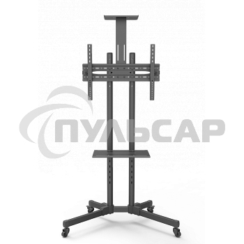Мобильная стойка Wize Pro M55 для дисплеев 32 65, Max VESA 600x400 мм, высота 180 см, вертикальная регулировка, регулируемая полка для медиаплеера, полка для камеры ВКС, до 50 кг, черный