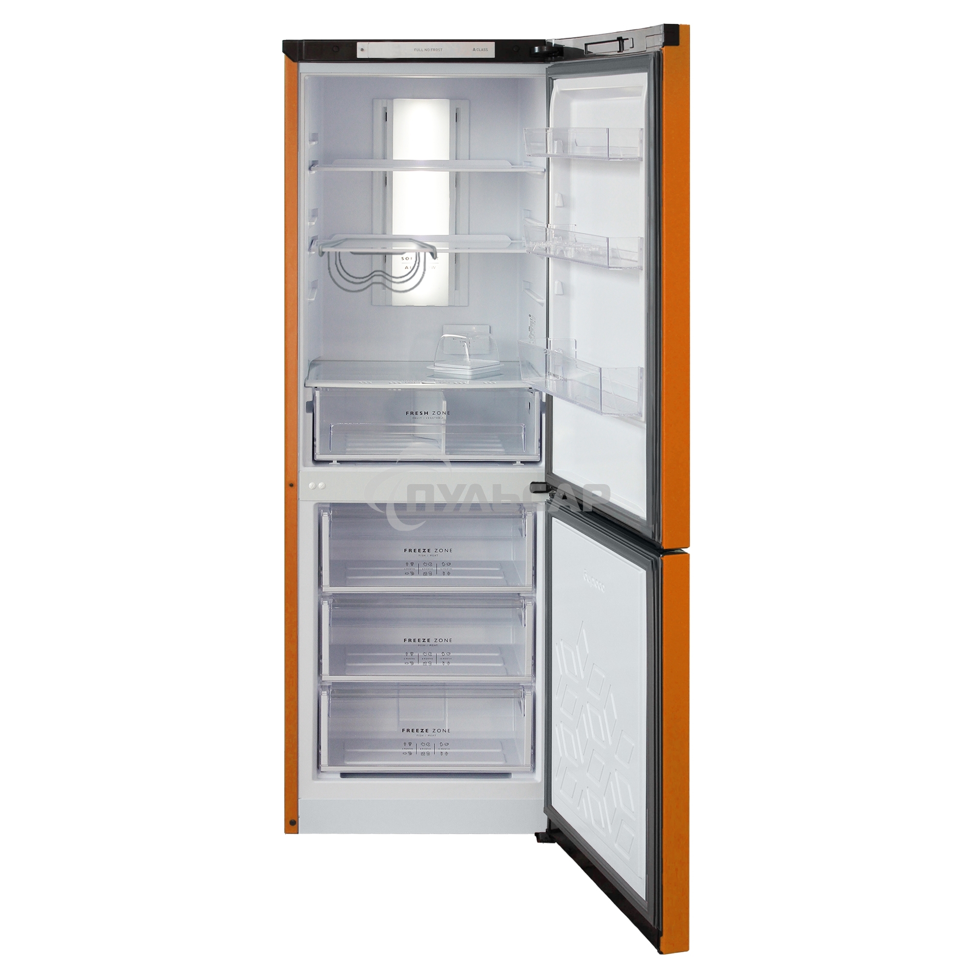 Холодильник Бирюса Б-T920NF оранжевый двухкамерный 210/100 л морозилка снизу, No Frost