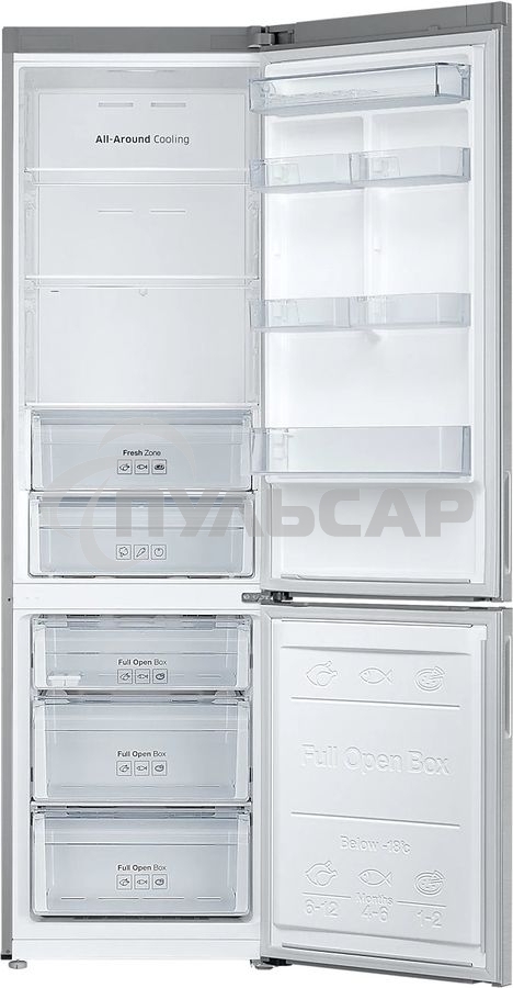 Холодильник Samsung RB37A5200SA серебристый двухкамерный 269/118 л морозилка снизу