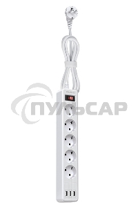 Сетевой фильтр QUMO Power Bar 5SP4U (P-0005), белый