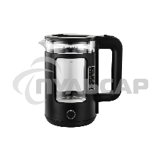 Чайник электрический Energy E-256, 1500Вт, 1,5л, стекло, черный