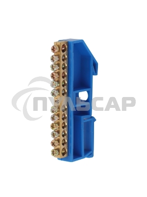 Шина ЭРА NO-222-47 N ноль на DIN-изоляторе ШНИ-6х9-12-Д-синий