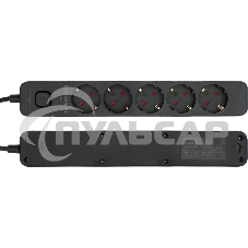 Сетевой фильтр Гарнизон 2.0 EPS-5-B-3 5р, 10А, 3м, ур.защиты 2+, черный, пакет (21443)