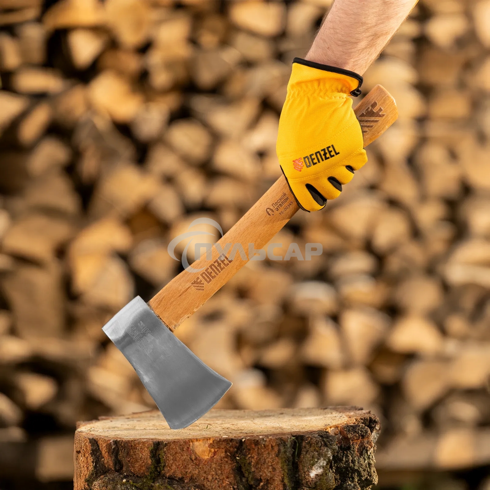 Топор кованый Denzel 900 г, американский тип, буковая рукоятка, 430мм, EFP