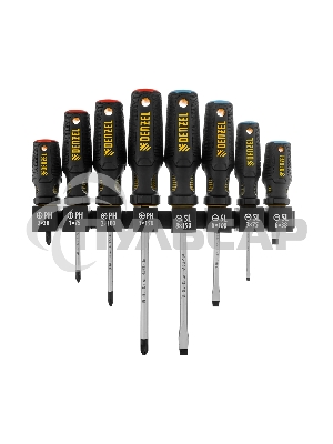 Набор отверток на полке Denzel 8 шт., PH+SL, S2, 3к рукоятка