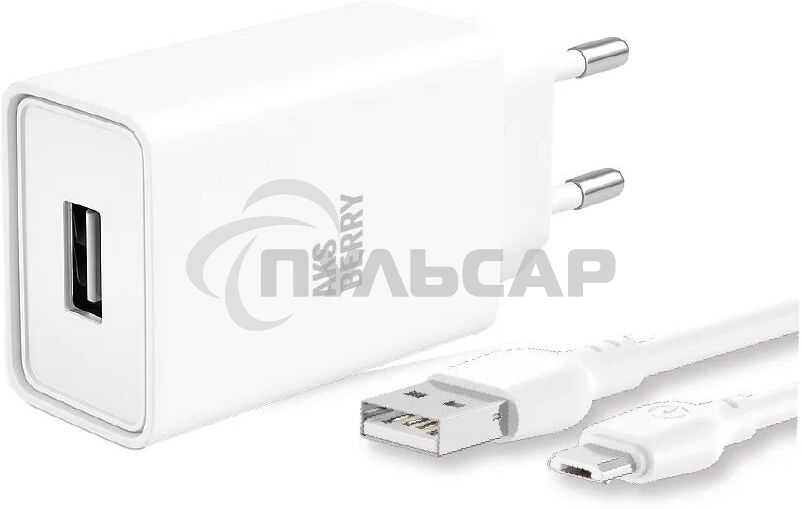 Зарядное устройство Aksberry T40 1USB 24A + MicroUSB (белый)
