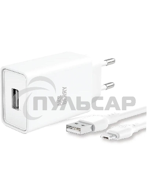Зарядное устройство Aksberry T40 1USB 24A + MicroUSB (белый)