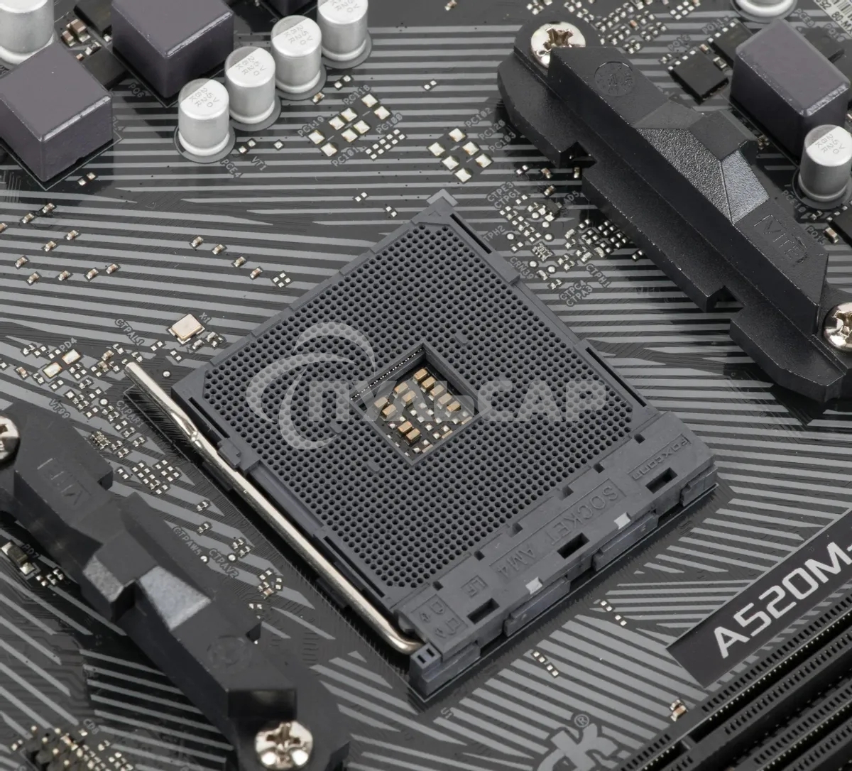 Материнская плата ASRock A520M-HDV, AM4, AMD A520, 2xDDR4, 4xSATA, 1xM.2, 1xPCIe 3.0 x16, 1xPCIe 3.0 x1, 1xDVI-D, 1xHDMI, 1xVGA, 1x 1Gb LAN, 3x3.5 мм, 7.1, mATX