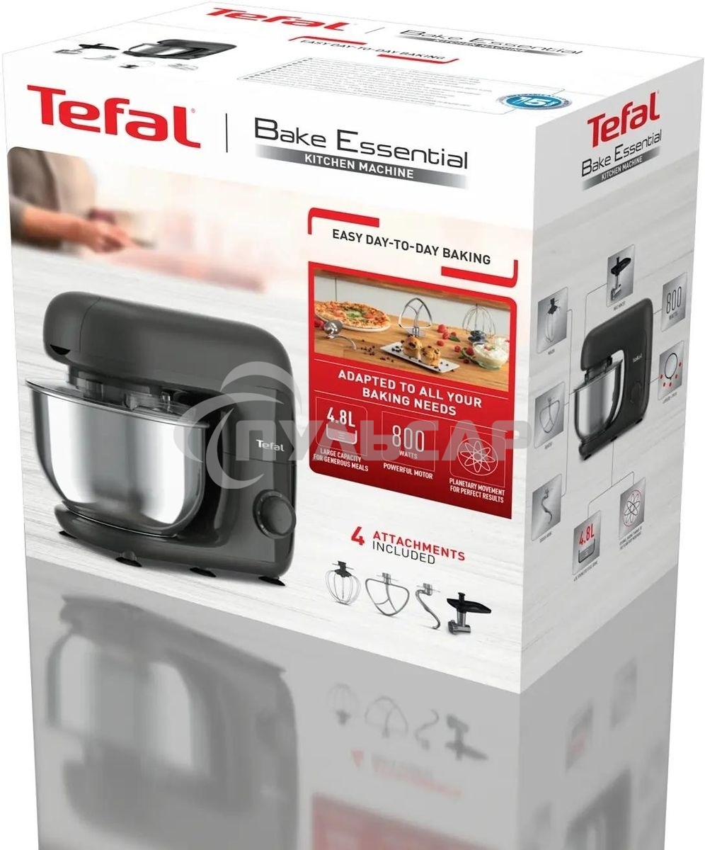 Кухонная машина Tefal Bake Essential QB161H38, черный/серебристый