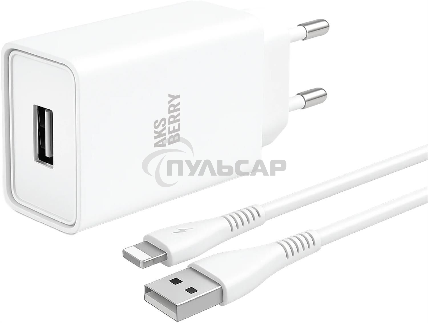 Зарядное устройство Aksberry T40 1USB 24A + Lightning (белый)