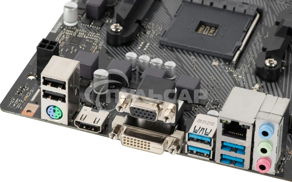 Материнская плата ASRock A520M-HDV, AM4, AMD A520, 2xDDR4, 4xSATA, 1xM.2, 1xPCIe 3.0 x16, 1xPCIe 3.0 x1, 1xDVI-D, 1xHDMI, 1xVGA, 1x 1Gb LAN, 3x3.5 мм, 7.1, mATX