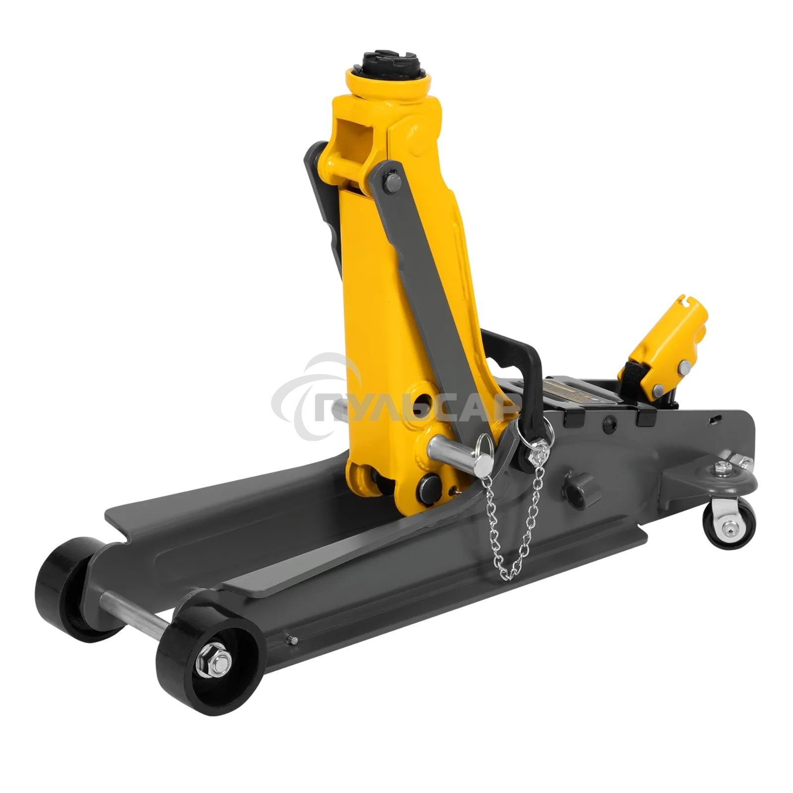 Домкрат гидравлический подкатной с фиксатором Denzel 2,5 т,85-385 мм, в пласт. кейсе