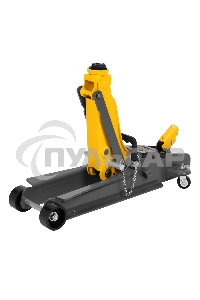 Домкрат гидравлический подкатной с фиксатором Denzel 2,5 т,85-385 мм, в пласт. кейсе