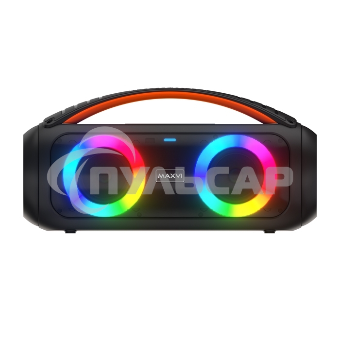 Беспроводная колонка Maxvi PS-04 black 20W, 4500 мАч, RGB, Bluetooth/FM/AUX/MicroSD, микрофон, пульт