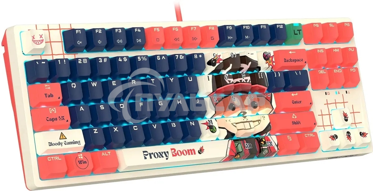 Клавиатура проводная A4Tech Bloody AT87 Proxy Boom USB бежевый/красный