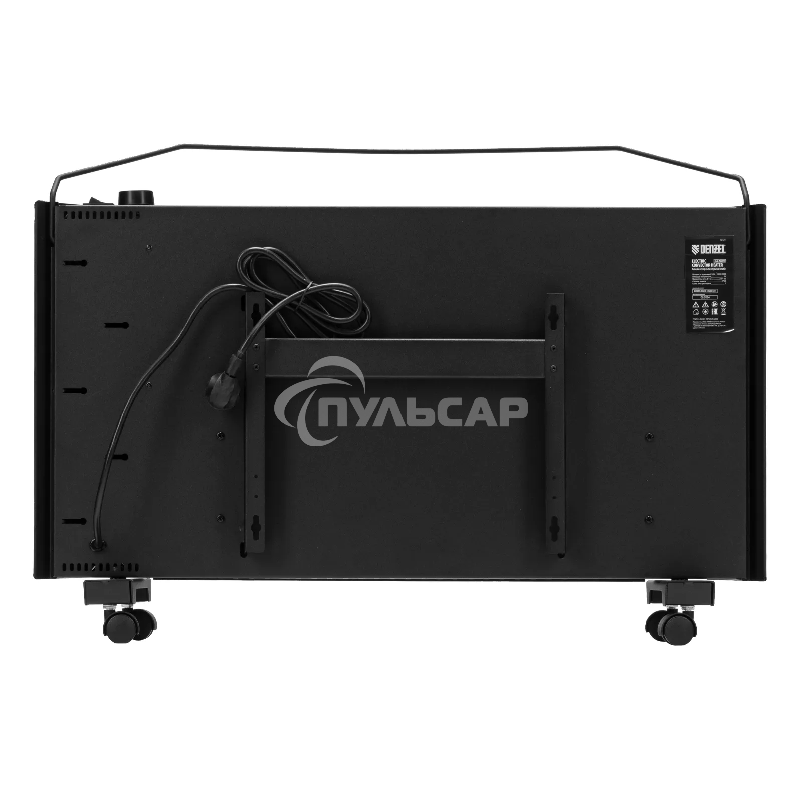 Конвектор Denzel XCE-2000B черный, 2000 Вт, 25 м2, термостат