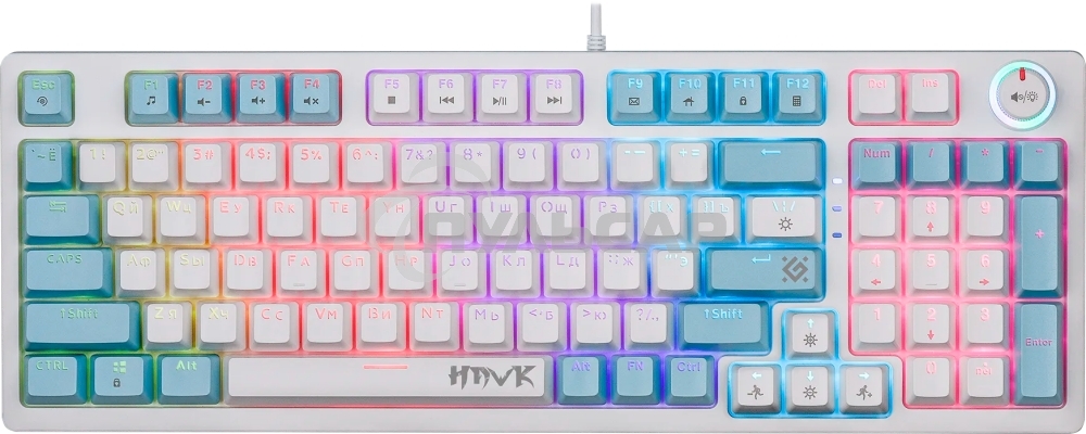 Клавиатура проводная Defender Hawk GK-418, USB, белый/голубой