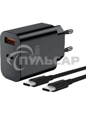 Зарядное устройство Aksberry T43 20W PD + QC3.0 + кабель Type C, черный