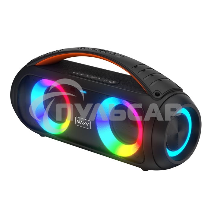 Беспроводная колонка Maxvi PS-04 black 20W, 4500 мАч, RGB, Bluetooth/FM/AUX/MicroSD, микрофон, пульт