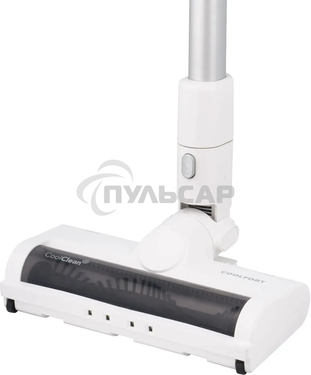 Пылесос вертикальный Coolfort CF-3001 белый, питание от аккумулятора, 150 Вт, уборка сухая, пылесборник 0.5 л, работа от АКБ max 30 мин.
