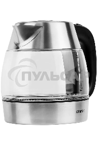 Чайник электрический Centek CT-0018, 1.2л, 1600Вт, стекло, серебристый